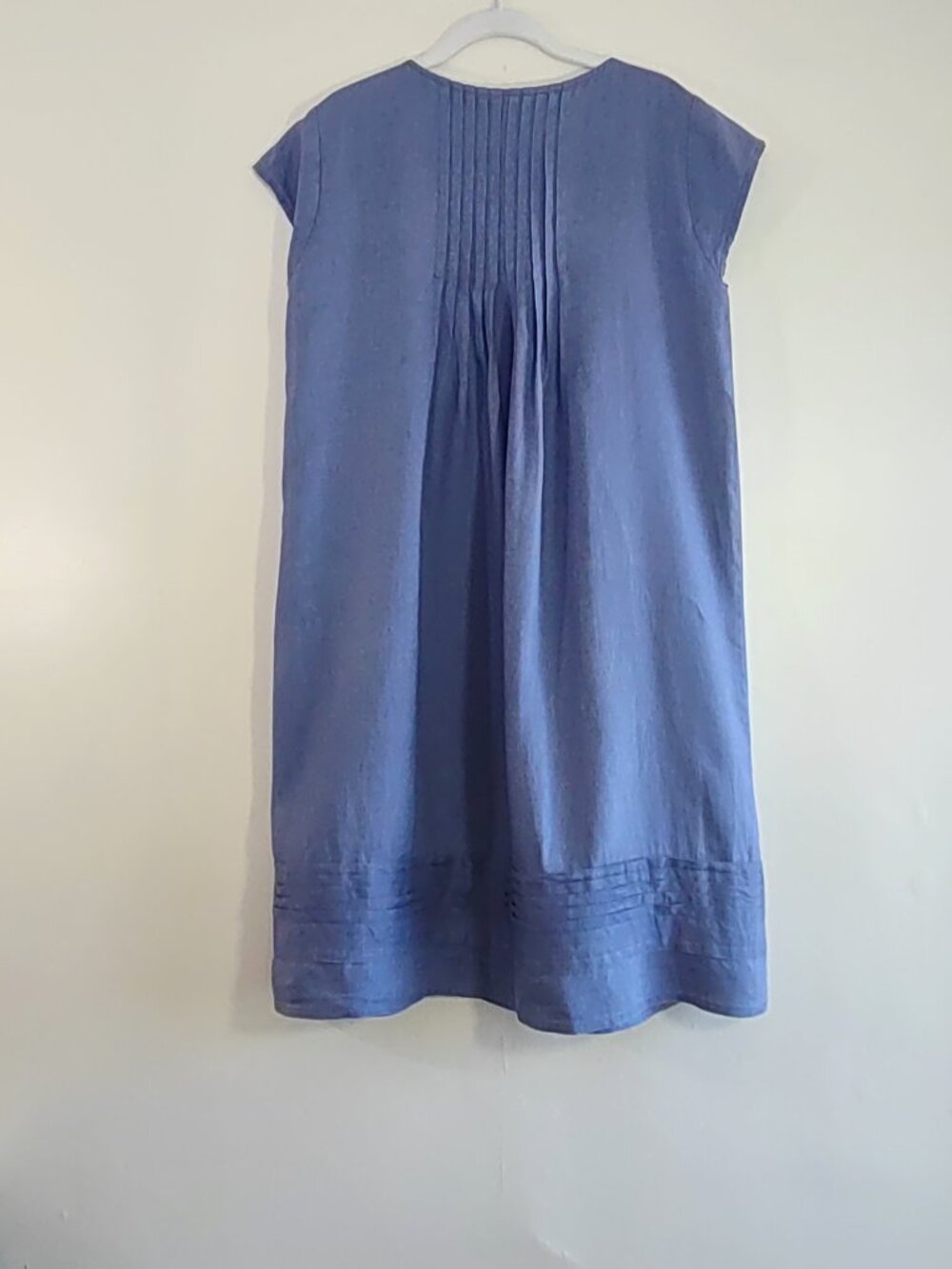 Sundance Viv 100% Linen Shift Dress Blue Sz Small Cap Sleeve Midi Boho - Picture 7 of 9